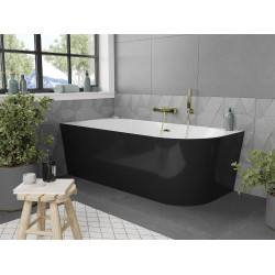 Luxury Mia szabadon álló fürdökád akril   balos 170 x 80 cm, fehér/fekete,  leeresztö arany - 52691708075L-G Térben álló kád Térben álló kád Luxury