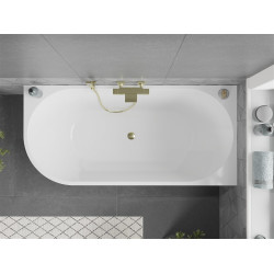 Luxury Mia szabadon álló fürdökád akril   jobbos  170 x 80 cm, fehér,  leeresztö  arany- 52691708000P-G Térben álló kád