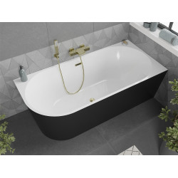Luxury Mia szabadon álló fürdökád akril   jobbos  170 x 80 cm, fehér/fekete,  leeresztö arany - 52691708075P-G Térben álló kád