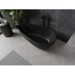 Luxury Palermo szabadon álló fürdökád   öntött márvány  150 x 78 cm, fekete mat - 57211507870 Térben álló kád