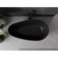 Luxury Palermo szabadon álló fürdökád   öntött márvány  150 x 78 cm, fekete mat - 57211507870 Térben álló kád