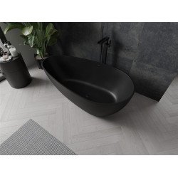 Luxury Palermo szabadon álló fürdökád   öntött márvány  150 x 78 cm, fekete mat - 57211507870 Térben álló kád
