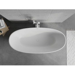 Luxury Bari szabadon álló fürdökád  öntött márvány  165 x 75 cm, fehér mat - 57221657500 Térben álló kád