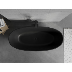 Luxury Bari szabadon álló fürdökád  öntött márvány  165 x 75 cm, fekete mat - 57221657570 Térben álló kád