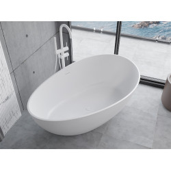 Luxury Parma szabadon álló fürdökád  öntött márvány  160 x 95 cm, fehér mat - 57231609500 Térben álló kád