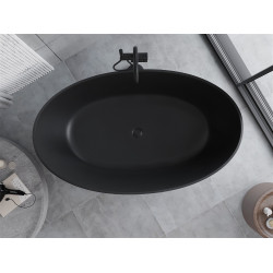 Luxury Parma szabadon álló fürdökád öntött márvány  160 x 95 cm, fekete mat - 57231609570 Térben álló kád