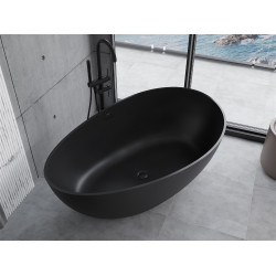 Luxury Parma szabadon álló fürdökád öntött márvány  160 x 95 cm, fekete mat - 57231609570 Térben álló kád
