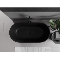 Luxury Rimini szabadon álló fürdökád öntött márvány  150 x 75 cm, fekete mat - 57241507570 Térben álló kád
