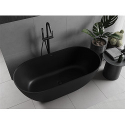 Luxury Rimini szabadon álló fürdökád öntött márvány  150 x 75 cm, fekete mat - 57241507570 Térben álló kád