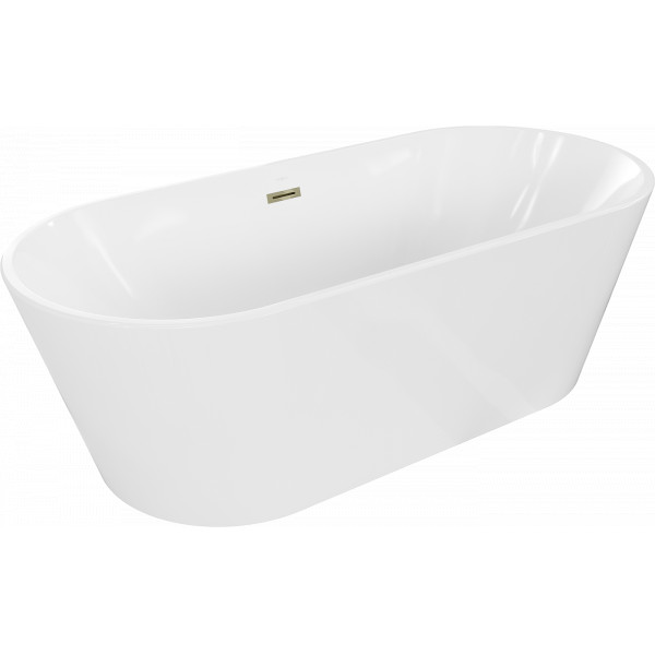 Luxury Luna szabadon álló fürdökád akril  180 x 80 cm, fehér,  leeresztö arany - 52031808000-G Térben álló kád