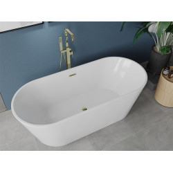 Luxury Luna szabadon álló fürdökád akril  180 x 80 cm, fehér,  leeresztö arany - 52031808000-G Térben álló kád