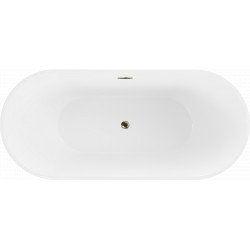 Luxury Luna szabadon álló fürdökád akril  180 x 80 cm, fehér,  leeresztö arany - 52031808000-G Térben álló kád