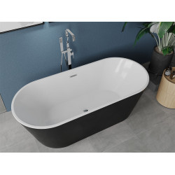 Luxury Luna szabadon álló fürdökád akril  180 x 80 cm, fehér/fekete,  leeresztö  króm - 52031808075 Térben álló kád