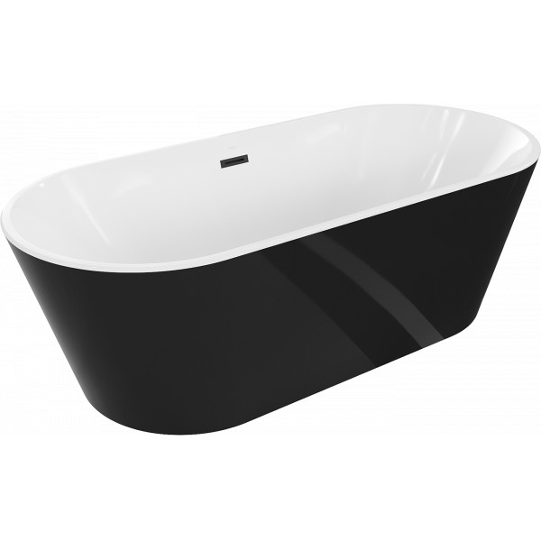 Luxury Luna szabadon álló fürdökád akril  180 x 80 cm, fehér/fekete,  leeresztö   fekete - 52031808075-B Térben álló kád