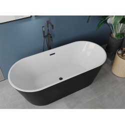 Luxury Luna szabadon álló fürdökád akril  180 x 80 cm, fehér/fekete,  leeresztö   fekete - 52031808075-B Térben álló kád