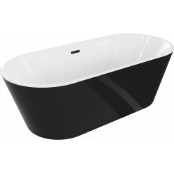Luxury Luna szabadon álló fürdökád akril  180 x 80 cm, fehér/fekete,  leeresztö   fekete - 52031808075-B Térben álló kád Térben álló kád Luxury