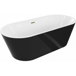 Luxury Luna szabadon álló fürdökád akril  180 x 80 cm, fehér/fekete,  leeresztö arany - 52031808075-G Térben álló kád Térben álló kád Luxury