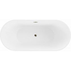 Luxury Luna szabadon álló fürdökád akril  180 x 80 cm, fehér/fekete,  leeresztö arany - 52031808075-G Térben álló kád