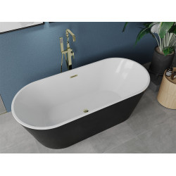 Luxury Luna szabadon álló fürdökád akril  180 x 80 cm, fehér/fekete,  leeresztö arany - 52031808075-G Térben álló kád