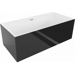 Luxury Nita szabadon álló fürdökád akril  170 x 80 cm, fehér/fekete,  leeresztö  króm - 52091708075 Térben álló kád Térben álló kád Luxury