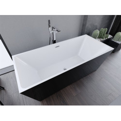 Luxury Lita szabadon álló fürdökád akril  170 x 75 cm, fehér/fekete,  leeresztö  króm - 52121707575 Térben álló kád