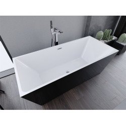 Luxury Lita szabadon álló fürdökád akril  170 x 75 cm, fehér/fekete,  leeresztö  króm - 52121707575 Térben álló kád