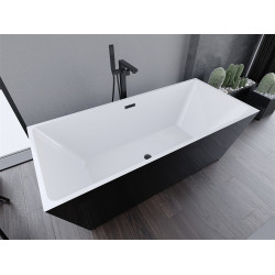 Luxury Lita szabadon álló fürdökád akril  170 x 75 cm, fehér/fekete,  leeresztö   fekete - 52121707575-B Térben álló kád
