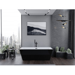 Luxury Lita szabadon álló fürdökád akril  170 x 75 cm, fehér/fekete,  leeresztö   fekete - 52121707575-B Térben álló kád Térben álló kád Luxury