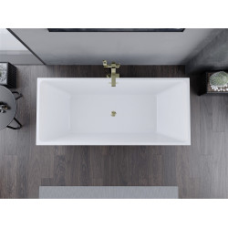 Luxury Lita szabadon álló fürdökád akril  170 x 75 cm, fehér/fekete,  leeresztö arany - 52121707575-G Térben álló kád