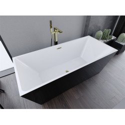 Luxury Lita szabadon álló fürdökád akril  170 x 75 cm, fehér/fekete,  leeresztö arany - 52121707575-G Térben álló kád