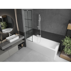 Mexen Next Kádparaván 1 részes 50 x 150 cm, fekete wzór,  fehér  - 895-050-000-00-77-20 Kádparaván Fürdökád Mexen
