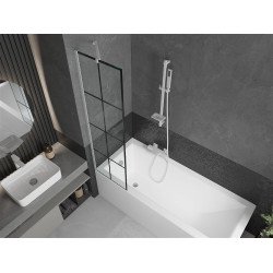 Mexen Next Kádparaván 1 részes 50 x 150 cm, fekete wzór,  fehér  - 895-050-000-00-77-20 Kádparaván