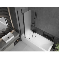 Mexen Flip Kádparaván 1 részes 80 x 150 cm, szron, fekete - 894-080-101-70-30 Kádparaván