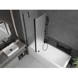 Mexen Flip Kádparaván 1 részes 100 x 150 cm, szron, fekete - 894-100-101-70-30 Kádparaván