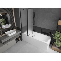 Mexen Flip Kádparaván 1 részes 100 x 150 cm, szron, fekete - 894-100-101-70-30 Kádparaván