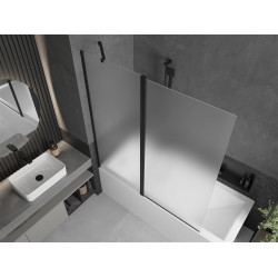 Mexen Flip Kádparaván 1 részes 140 x 150 cm, szron, fekete - 894-140-101-70-30 Kádparaván