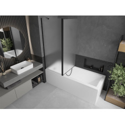 Mexen Flip Kádparaván 1 részes 140 x 150 cm, szron, fekete - 894-140-101-70-30 Kádparaván