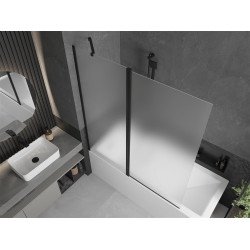 Mexen Flip Kádparaván 1 részes 140 x 150 cm, szron, fekete - 894-140-101-70-30 Kádparaván