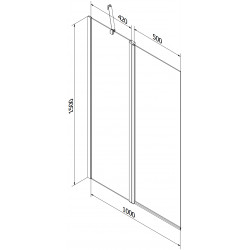 Mexen Flip Kádparaván 1 részes 100 x 150 cm, fekete wzór, fekete - 894-100-101-70-70 Kádparaván