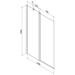 Mexen Flip Kádparaván 1 részes 140 x 150 cm, fekete wzór, fekete - 894-140-101-70-77 Kádparaván