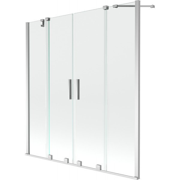 Mexen Velar Duo Kádparaván 2 részes  csúszó 140 x 150 cm,  átlátszó nano, króm - 896-140-000-02-01 Kádparaván