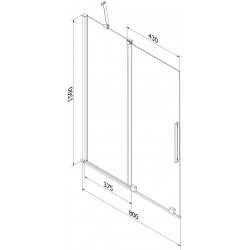 Mexen Velar Kádparaván 2 részes  csúszó 80 x 150 cm,  átlátszó nano, króm - 896-080-000-01-01 Kádparaván