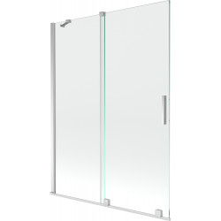 Mexen Velar Kádparaván 2 részes  csúszó 130 x 150 cm,  átlátszó nano, króm - 896-130-000-01-01 Kádparaván Fürdökád Mexen