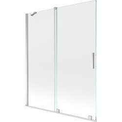 Mexen Velar Kádparaván 2 részes  csúszó 140 x 150 cm,  átlátszó nano, króm - 896-140-000-01-01 Kádparaván Fürdökád Mexen