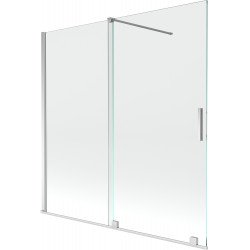 Mexen Velar Kádparaván 2 részes  csúszó 160 x 150 cm,  átlátszó nano, króm - 896-160-000-01-01 Kádparaván Fürdökád Mexen