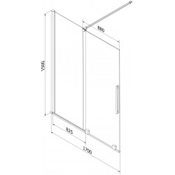Mexen Velar Kádparaván 2 részes  csúszó 170 x 150 cm,  átlátszó nano, króm - 896-170-000-01-01 Kádparaván