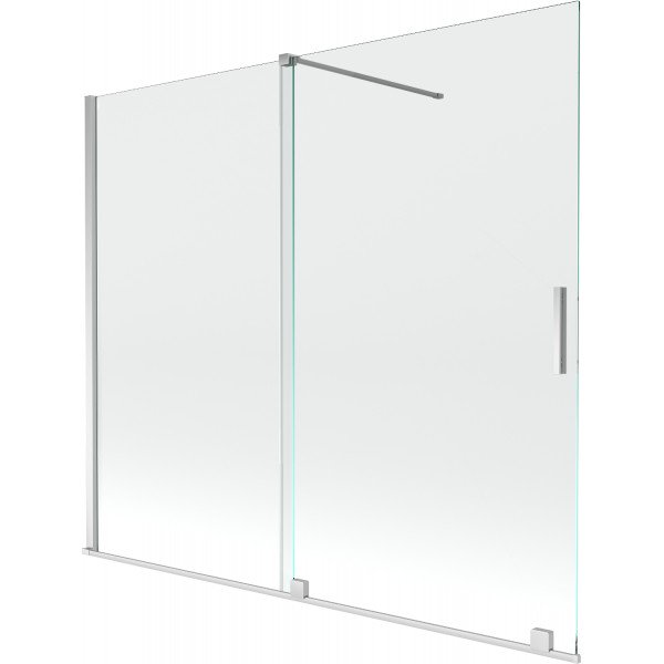 Mexen Velar Kádparaván 2 részes  csúszó 180 x 150 cm,  átlátszó nano, króm - 896-180-000-01-01 Kádparaván