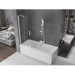 Mexen Velar Kádparaván 2 részes  csúszó 70 x 150 cm,  átlátszó nano,  fehér  - 896-070-000-01-20 Kádparaván Fürdökád Mexen
