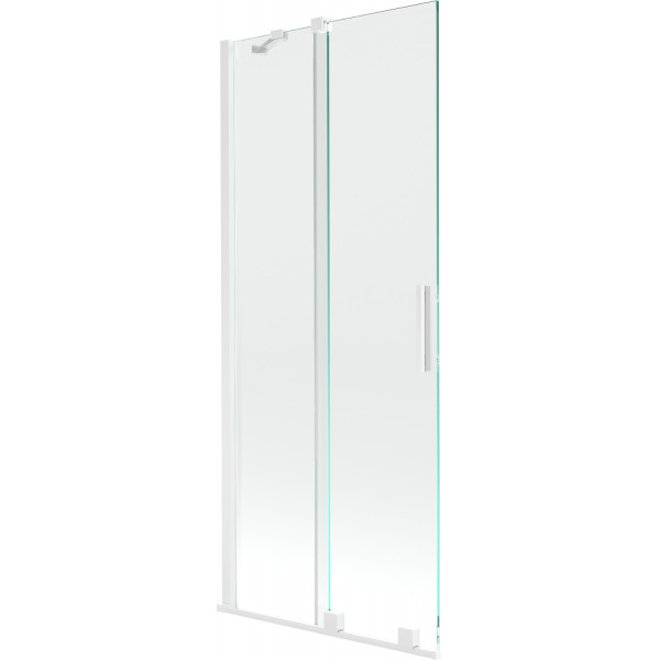 Mexen Velar Kádparaván 2 részes  csúszó 80 x 150 cm,  átlátszó nano,  fehér  - 896-080-000-01-20 Kádparaván