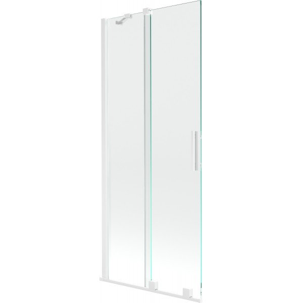 Mexen Velar Kádparaván 2 részes  csúszó 80 x 150 cm,  átlátszó nano,  fehér  - 896-080-000-01-20 Kádparaván